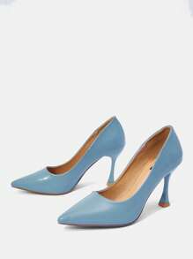 SheIn Belle 時尚藍色淺口高跟鞋適用於女士尖頭高跟鞋 - 藍色 - 查看 5