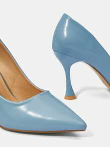 SheIn Belle 時尚藍色淺口高跟鞋適用於女士尖頭高跟鞋 - 藍色 - 查看 10