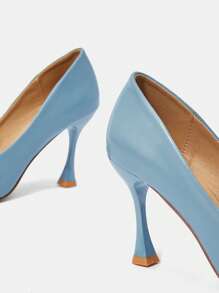 SheIn Belle 時尚藍色淺口高跟鞋適用於女士尖頭高跟鞋 - 藍色 - 查看 11