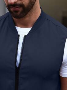 Manfinity Homme Bộ hai mảnh Nam Túi Dây kéo màu trơn Giải trí - Màu xanh hải quân - Xem 7