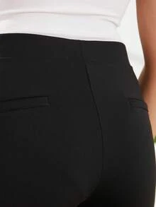 Slant Pocket Skinny Pants - Black - View 3