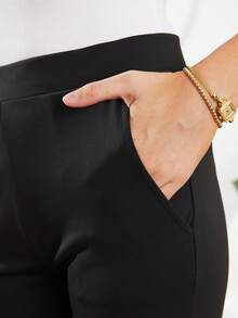 Slant Pocket Skinny Pants - Black - View 4