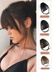 Extra Short Straight Synthetic Hair Bangs - Maroon - View 1