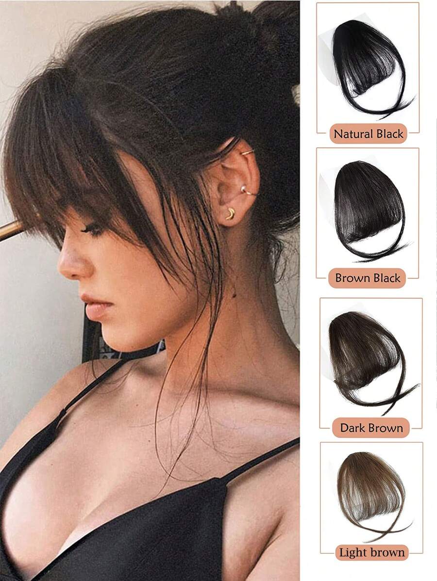 Extra Short Straight Synthetic Hair Bangs - Maroon - View 1