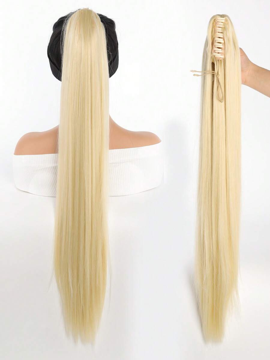 Extra Long Straight Ponytail Synthetic Hair Extension - Gold - View 1