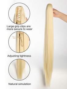 Extra Long Straight Ponytail Synthetic Hair Extension - Gold - View 6