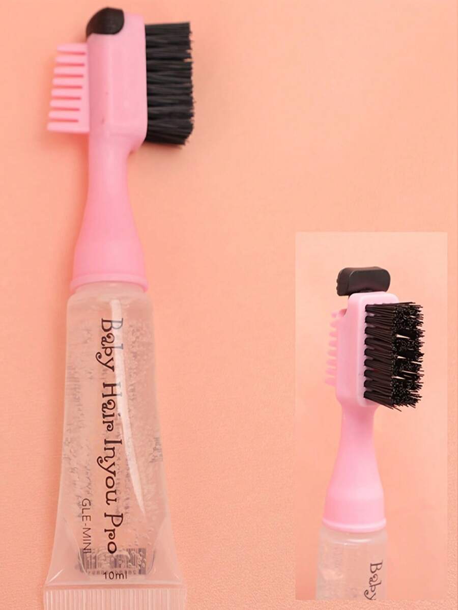 Baby Hair Edge Control Gel With Brush Professional Waterproof Quick Dry Hair Adhesive Gel - Beige - View 1