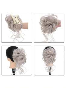Short Curly Synthetic Hair Bun - Grey - View 4