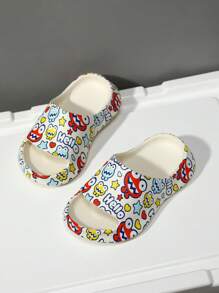 Chicos con estampado de dibujos animados y letra para verano - Blanco - Ver 2