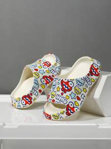 Chicos con estampado de dibujos animados y letra para verano - Blanco - Ver 3