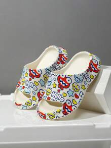 Chicos con estampado de dibujos animados y letra para verano - Blanco - Ver 4