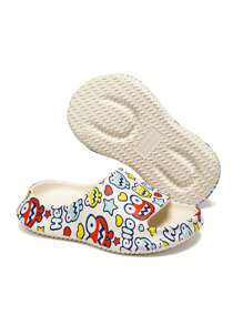 Chicos con estampado de dibujos animados y letra para verano - Blanco - Ver 5