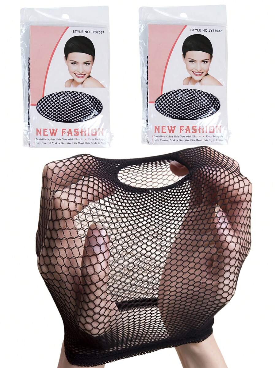 2 Chiếc Tóc Lưới Chất Lượng Tốt Tóc Giả Lưới Thun Thời Trang Hairnet Lưới Tóc Giả Bộ Đội Dành Cho Nữ - màu đen - Xem 1