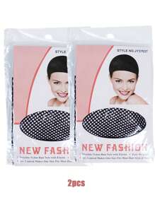 2 Chiếc Tóc Lưới Chất Lượng Tốt Tóc Giả Lưới Thun Thời Trang Hairnet Lưới Tóc Giả Bộ Đội Dành Cho Nữ - màu đen - Xem 2