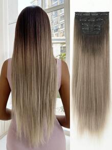 Clip In Hair Extensions Ombre Color 11 CLips 20 Inch 4pcs Set Long Wavy Hair Extension For Girls Women Synthetic Hairpieces - Multicolor - View 2