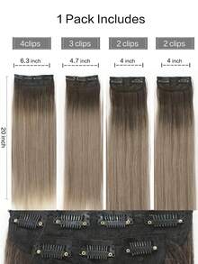 Clip In Hair Extensions Ombre Color 11 CLips 20 Inch 4pcs Set Long Wavy Hair Extension For Girls Women Synthetic Hairpieces - Multicolor - View 6