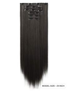 6 cái kẹp trong phần mở rộng tóc tổng hợp dài thẳng - Cà phê nâu - Xem 2