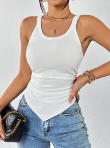 Aveloria Affinna Solid Ruched Hanky Hem Tank Top