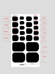 Diseño sólido, pegatinas para uñas de los pies a rayas con líneas blancas y negras y 1 lima de uñas, 1 hoja de tiras de esmalte de uñas, kits de manicura para mujeres y niñas - Multicolor - Ver 3