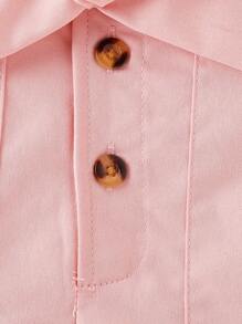 Baby Cartoon Embroidery Button Front Belted Romper & Hat - Pink - View 6