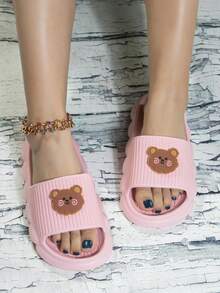 新款个性化卡通按摩拖鞋，室内/室外防滑女士拖鞋 - 粉色 - 查看 3