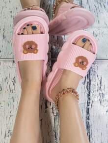 新款个性化卡通按摩拖鞋，室内/室外防滑女士拖鞋 - 粉色 - 查看 4