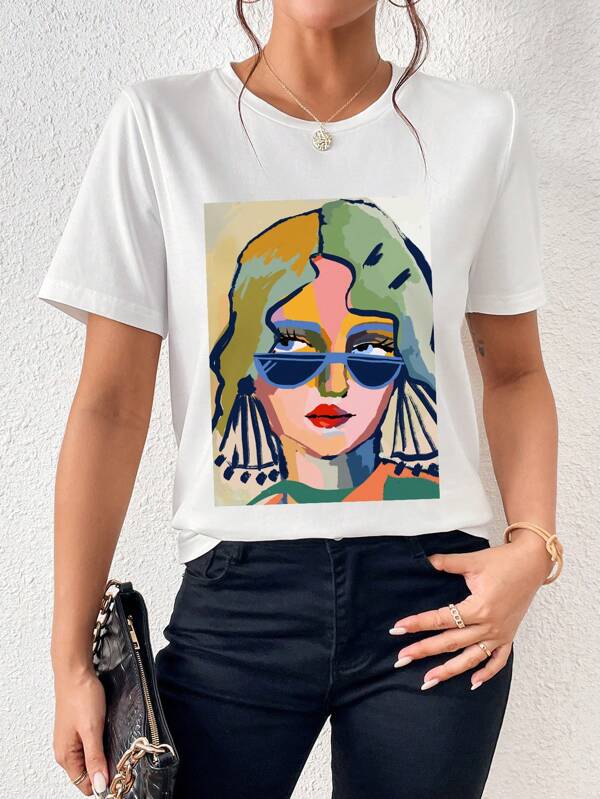 SHEIN Essnce Figure Graphic Tee SHEIN USA