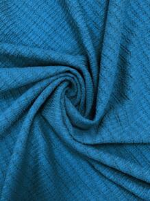 SHEIN Essnce 素色木耳邊不對稱下擺單肩上衣 - 藍色 - 查看 7