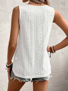 SHEIN LUNE Áo khoác và áo lót dành cho xe tăng nữ Tương phản ren màu trơn Giải trí - trắng - Xem 2