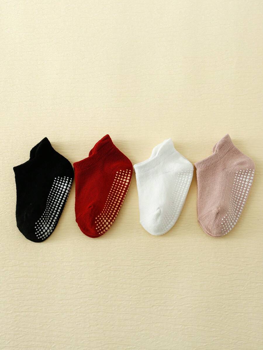 4雙嬰兒素色防滑襪子適用於日常生活 - 彩色 - 查看 1