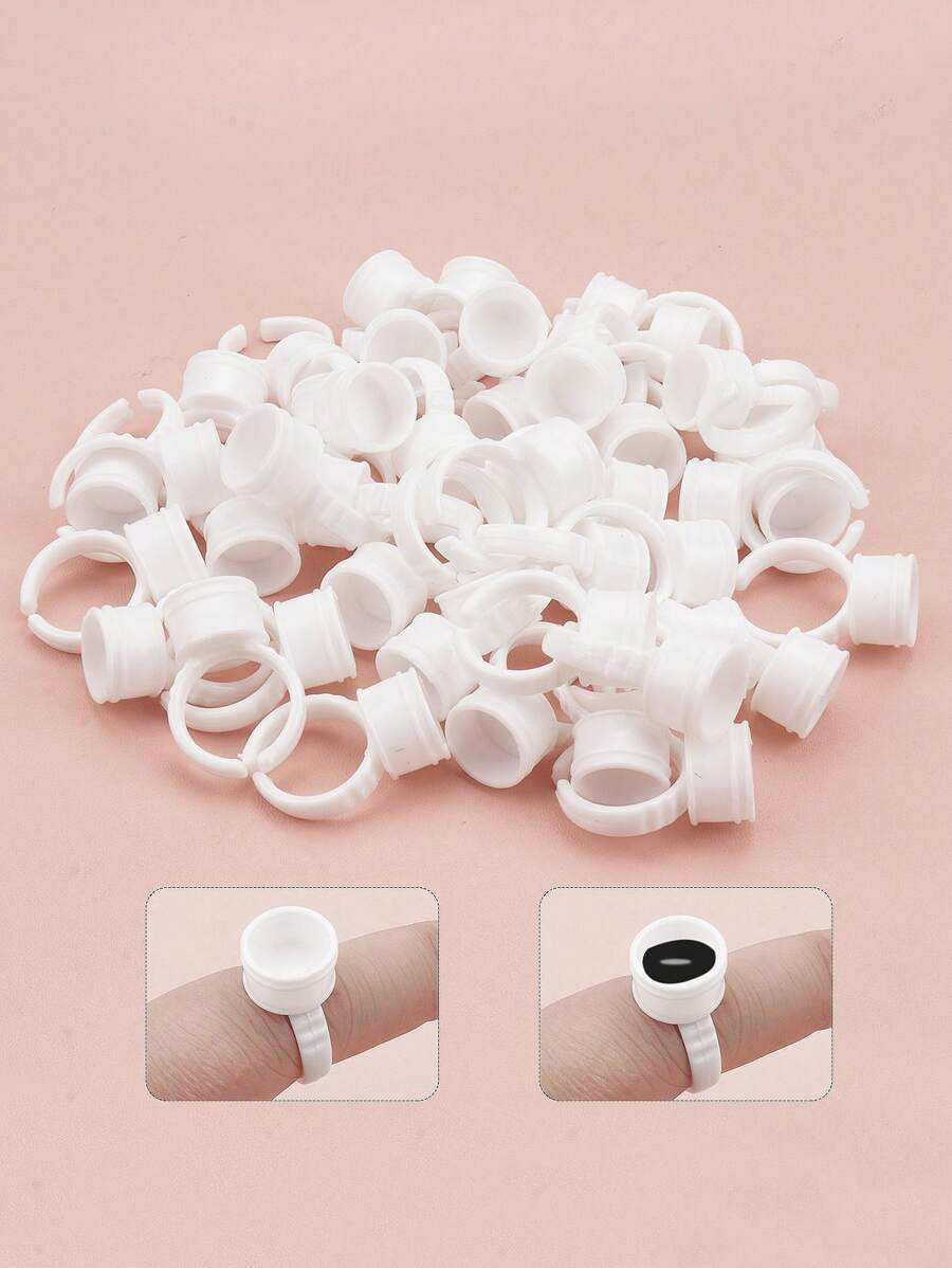 100 chiếc cốc đựng keo dán mi bằng nhựa - trắng - Xem 1