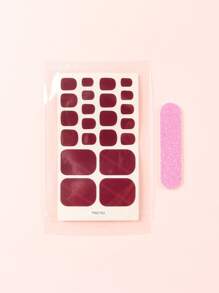 1 hoja de pegatinas artísticas para uñas de los pies, color rojo oscuro, con acabado brillante y 1 lima de uñas, cubierta completa para esmalte de uñas, diseño de uñas para mujeres y niñas - Multicolor - Ver 2
