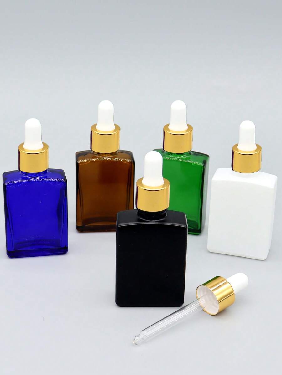 1pc 30ML Square Glass Dropper Essential Oil Bottle Reusable Travel Subpackage Bottle For Cosmetic - Green - View 1