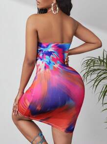 Slaydiva 紮染抹胸緊身連衣裙 - 彩色 - 查看 3