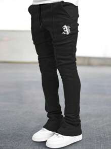 Manfinity EMRG Men Letter Graphic Drawstring Waist Sweatpants - Black - View 1