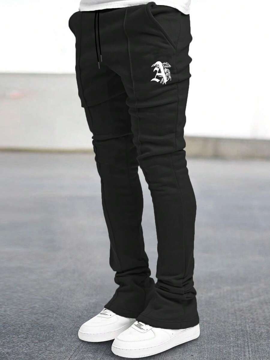 Manfinity EMRG Men Letter Graphic Drawstring Waist Sweatpants - Black - View 1