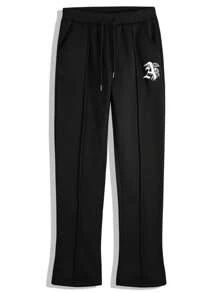 Manfinity EMRG Men Letter Graphic Drawstring Waist Sweatpants - Black - View 3