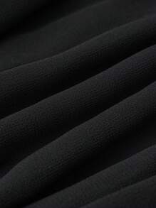 SHEIN Unity 大碼紙袋腰百褶半身裙 - 黑色 - 查看 3