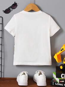 SHEIN Tops con trai lớn Ô tô/xe hơi Giải trí - trắng - Xem 2