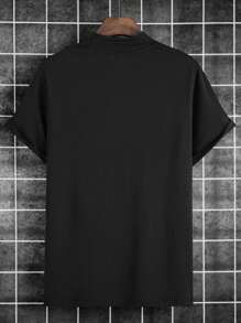 Manfinity Homme Men Letter Graphic Mock Neck Tee - Black - View 2