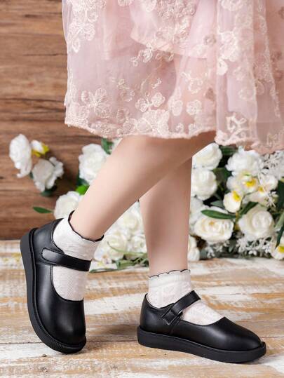 女孩極簡魔術貼瑪麗珍鞋適用於戶外