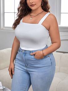 SHEIN Essnce Plus Solid Cami Top - White - View 2