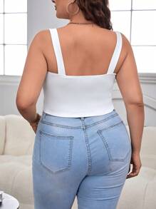 SHEIN Essnce Plus Solid Cami Top - White - View 3