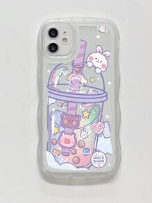 1 Trà Sữa & Thỏ In Sóng Khung Ốp Lưng Điện Thoại Trong Suốt - Trong sáng - Xem 2