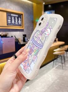1 Trà Sữa & Thỏ In Sóng Khung Ốp Lưng Điện Thoại Trong Suốt - Trong sáng - Xem 3