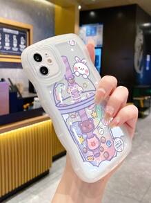 1 Trà Sữa & Thỏ In Sóng Khung Ốp Lưng Điện Thoại Trong Suốt - Trong sáng - Xem 5