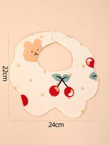 Bebé 3 piezas Set babero con cereza & con patrón de tigre de tela - Multicolor - Ver 3