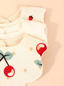 Bebé 3 piezas Set babero con cereza & con patrón de tigre de tela - Multicolor - Ver 5