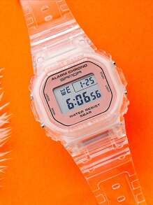 1pc Women Men Holographic Dial Water Resistant LED Display Electronic Watch - Rust Brown - View 5