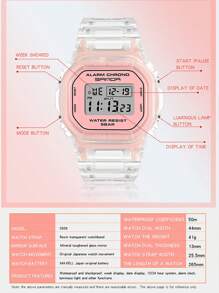 1pc Women Men Holographic Dial Water Resistant LED Display Electronic Watch - Rust Brown - View 6